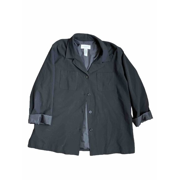 2/$18 SALE! Liz Claiborne Jacket Womens XL Black Outerwear Lightweight Button‎ - Picture 1 of 9